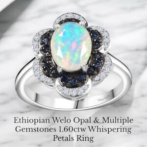 Premium Ethiopian Welo Opal & Multiple Gemstones 1.60ctw Whispering Petals Ring
